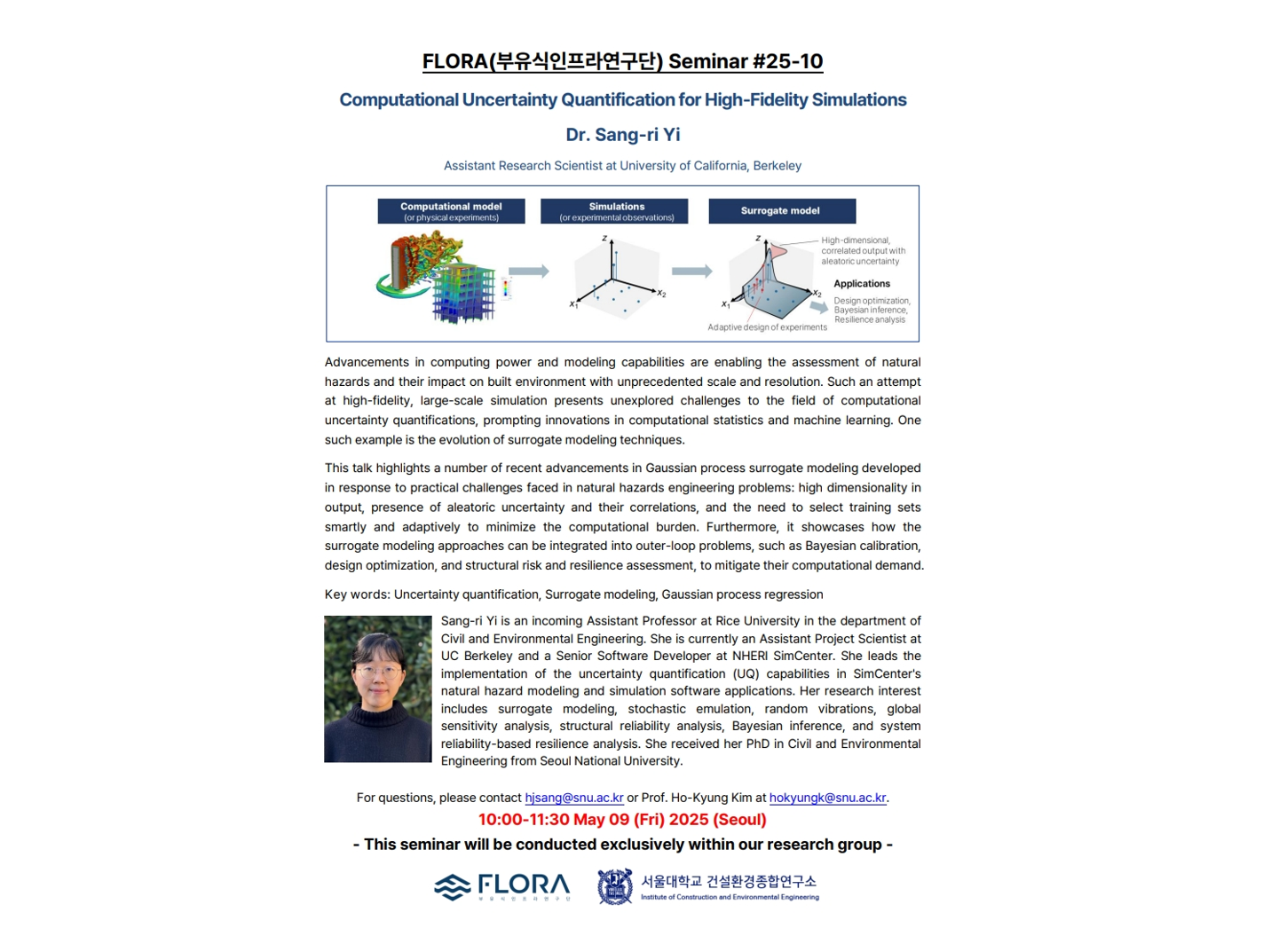 (May 9, 25) Computational Uncertainty Quantification for High-Fidelity Simulations, Dr. Sang-ri Yi