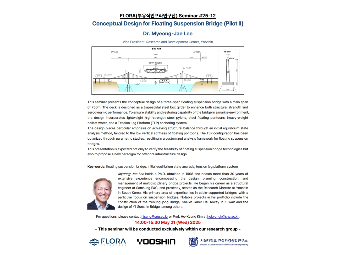 (May 21, 25) Conceptual Design for Floating Suspension Bridge (Pilot Ⅱ), Dr. Myeong-Jae Lee